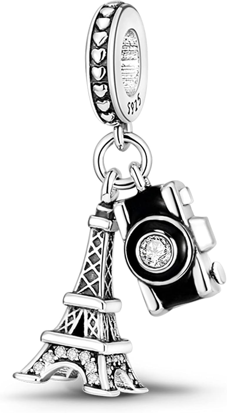 MULA 925 Sterling Silver Charms for Bracelets and Necklaces Lipstick and Bag Dangle Pendants Tower Camera Beads Jewelry Charms for Women - Image 1
